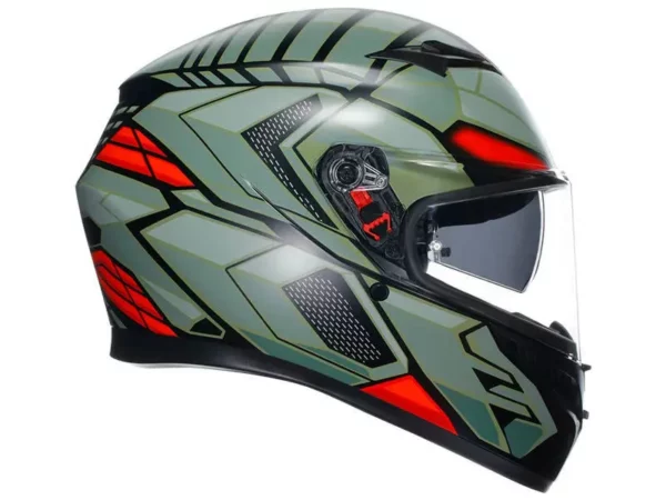 ⁦קסדה מלאה AGV K3 DECEPT MATT צבע שחור ירוק⁩ – תמונה ⁦5⁩