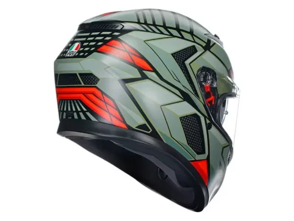 ⁦קסדה מלאה AGV K3 DECEPT MATT צבע שחור ירוק⁩ – תמונה ⁦3⁩