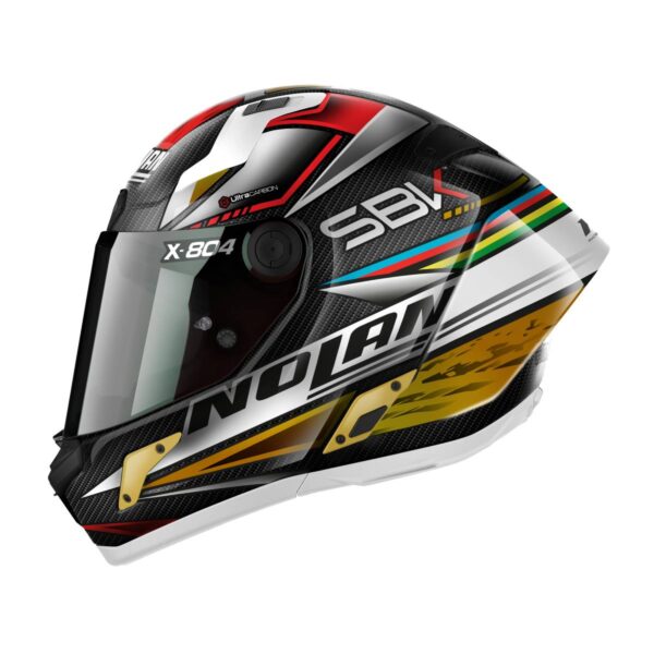 ⁦קסדה מלאה נולאן שחור/לבן/זהב - NOLAN X-804 RS SBK CARBON⁩ – תמונה ⁦2⁩