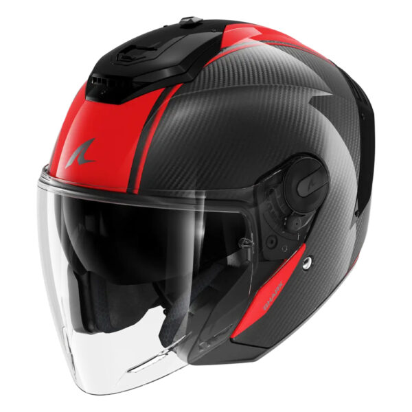 קסדה 3/4 שארק קרבון שחור/אדום - SHARK RS JET CARBON SKIN