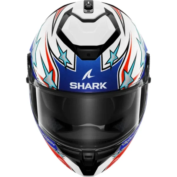 ⁦קסדה מלאה שארק ספרטן לבן/כחול/אדום - SHARK SPARTAN GT PRO FLAGSTAFF⁩ – תמונה ⁦2⁩