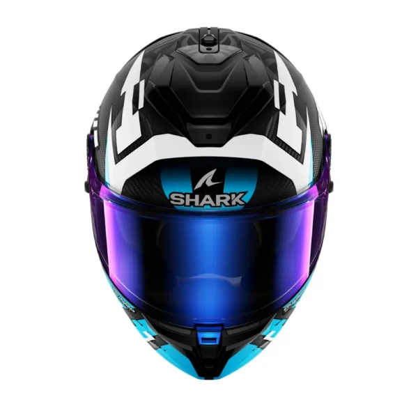 ⁦קסדה מלאה שארק ספרטן קרבון תכלת - SHARK SPARTAN GT PRO REPLICA ZARCO⁩ – תמונה ⁦3⁩